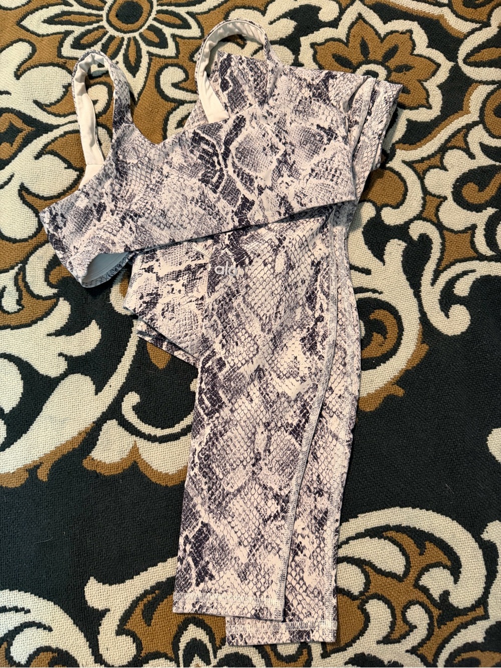 ALO Yoga Snake-Print Leggings & Crop Top Set